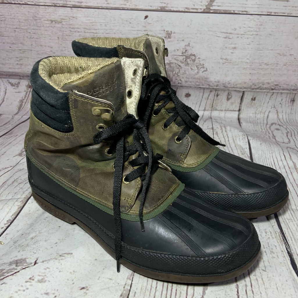 Sperry Mens Camo Waterproof Duck Boots Sz 9